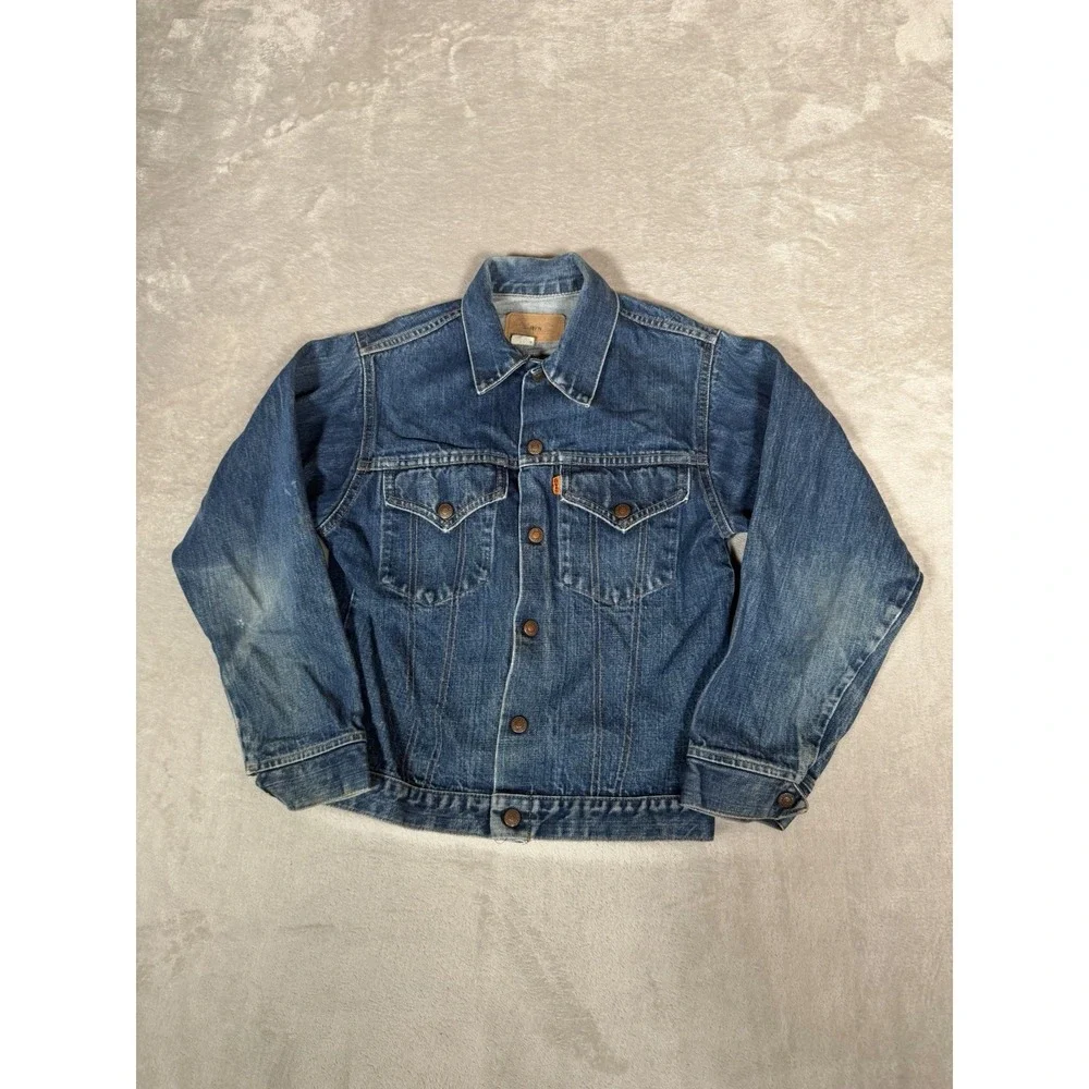 Vintage Levis Orange Tab Denim Trucker Jacket USA 70505-0217 Boys 18 Fits XS